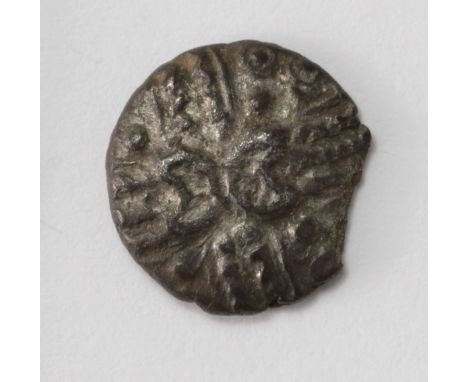 Ancient British, Celtic silver unit of the Cantiaci, Crossed wreaths, crescents back to back at centre / Horse right, tail up