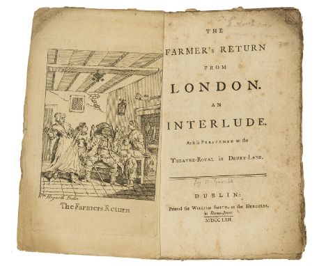 [Garrick (David)] The Farmer's Return from London. An Interlude, first Dublin edition, half-title, etched frontispiece by Hog