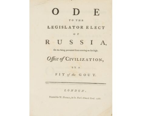 Ode to the Legislator Elect of Russia, on his being prevented from entering on his high Office of Civilzation, by a Fit of th