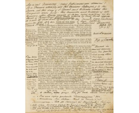 Britain.- Bawdwen (William) [A Translation of a record called Domesday ... Buckingham], lacking title, index in manuscript ti