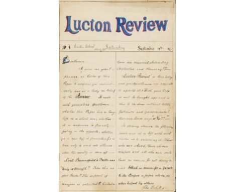 NO RESERVE Herefordshire.- Lucton School (near Leominster).- Lucton Review, manuscript, 92pp., pen and ink illustrations thro