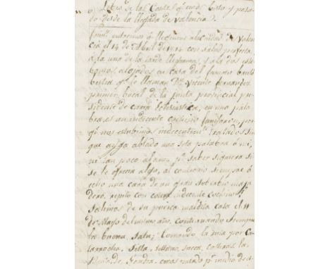 Spain &amp; Italy.- Libro de las Cositas q:e emos Visto y pasado des de la llegada de Valencia, manuscript in Spanish, 45pp. 