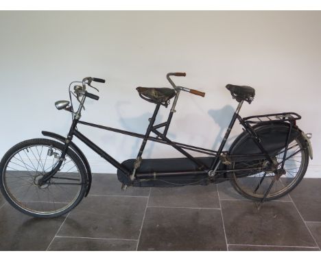 A Vintage Dutch STRAALJAGER tandem bicycle with drum front and rear brakes, magneto lights in original condition with 650 x 4
