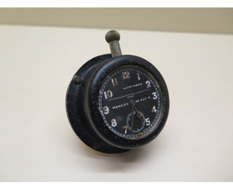 A WWI military issue 8 day pilots watch mark IVa no 757R Elliott Ltd housed in a watch case with easel back, 7cm diameter, so
