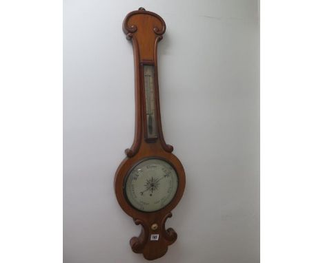 A mahogany onion top barometer, 92cm tall 