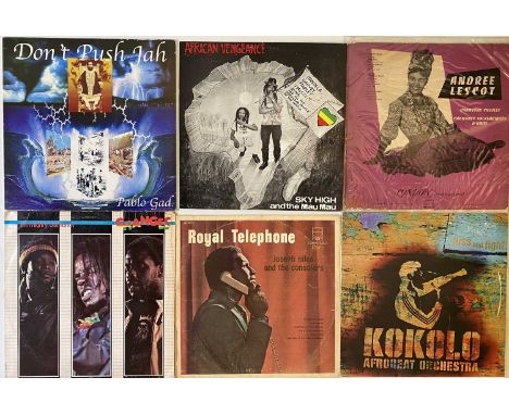 REGGAE/WORLD - LP COLLECTION. Enjoying the exotic sounds with these 28 x LPs. Artists/titles include Andrée Lescot - Chansons