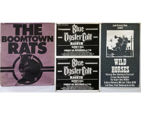 Ten posters mostly published c 1970s to include: an early Boomtown Rats promotional poster , a Wild Horses (ex Thin Lizzy mem