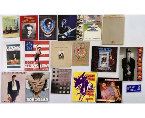 19 concert programmes, 1970s - 80s chiefly to include: Rolling Stones, Bob Dylan, U2, Stiff Records, Elvis Costello. 17 accom