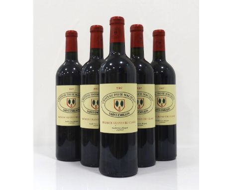 CHATEAU PAVIE MACQUIN 2007Five bottles of Chateau Pavie Macquin Vintage 2007, Saint-Emilion Premier Grand Cru Classe.  75cl. 
