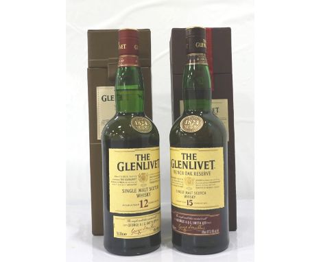 TWO GLENLIVET WHISKIESA pair of bottles from Glenlivet Distillery, The Glenlivet 15 Year Old French Oak Reserve Single Malt S