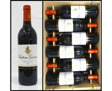 CHATEAU GISCOURS MARGAUX 2010A case of 12 bottles of Chateau Giscours Margaux 2010 Vintage.  750ml.  13.5% abv.  All with goo