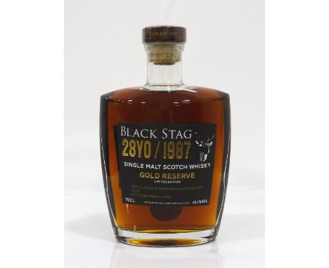 BUNNAHABHAIN 28YO - 1987 BLACK STAGA really rare single cask bottling of Bunnahabhain 28 Year Old Single Malt Scotch Whisky n