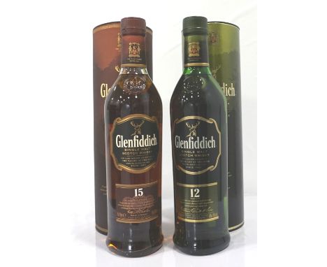 TWO GLENFIDDICH MALTSA pair of Glenfiddich bottlings comprising, one Glenfiddich 15 Year Old Solera Reserve Single Malt Scotc