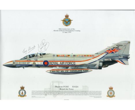 Tony Alcock and Norman Brown signed Phantom FGR2 XV424 RAF Squadron Print, the two RAF crew who flew the 60th ann of the firs