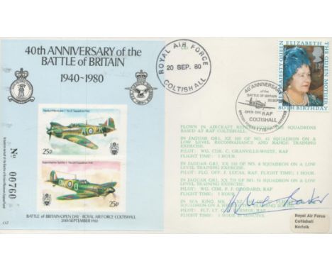 Sir Douglas Bader DSO DFC signed RARE 1980 RAF Coltishall 40th Anniversary Battle Of Britain cover, flown by RAF Jaguar. Roya