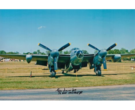 WW2 Flt Lt George Dunn DFC 76 sqn bomber command flew the Mosquito signed stunning 12 x 8 inch colour mosquito photo. George 