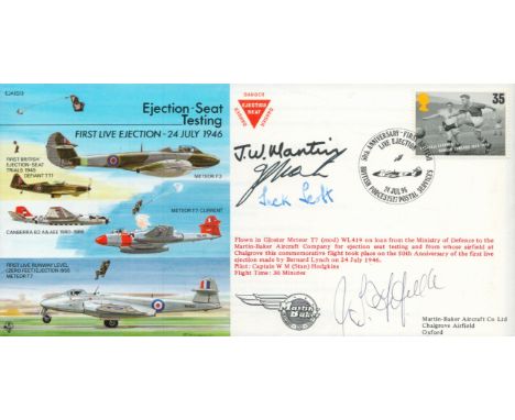 RAF EJA(S)3c Ejection Seat Testing First Live Ejection Cover Multi Signed by John S.Martin BA BAI CEng FRAeS, James W. Martin