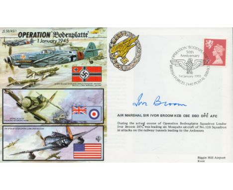 Air Marshall Ivor Broom DSO DFC AFC 128 sqn signed 50th ann WW2 cover Operation Bodenplatte JS50/45/1. Limited edition cover 