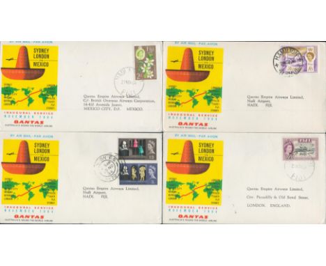 1960 Qantas Round the World collection of four first flight covers UK, Fiji x 2, Bermuda, all postmarked back and front cover
