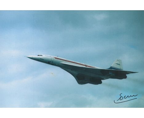 Concorde Early French test pilot Gilbert Defer signed Air France 10 x 8 inch colour Take off photo. Gilbert Defer had flown 7
