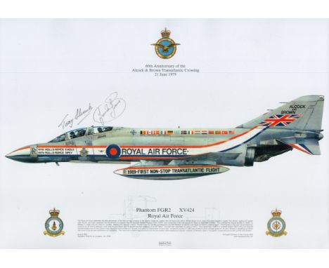 Phantom FGR2 XV424 RAF Squadron Print signed by the two RAF crew Tony Alcock and Norman Brown who flew the 60th ann of the fi