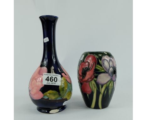 Moorcroft Anemone Tribute vase and Magnolia vase (both heavily damaged)  (2)