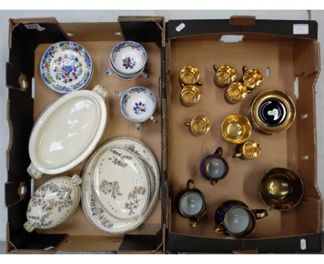 A collection of mixed ceramic items including Victorian Caaius dinnerware, early tin glaze cups and saucers etc (2 trays)