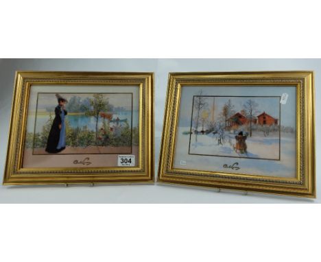 A collection of Artis Orbis for Goebel pottery items in the Carl Larsson design to include limited edition ceramic plaque (bo