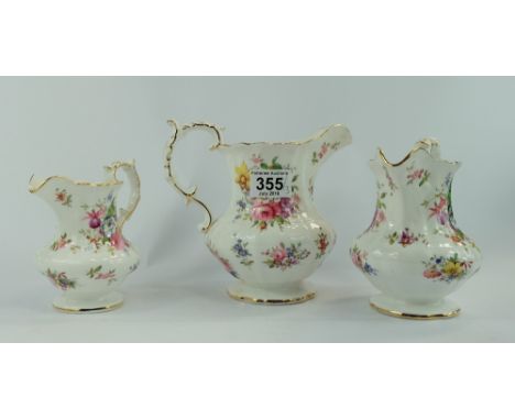 Graduated set of three Hammersley china jugs with Howard Sprays design each signed F Howard (3)