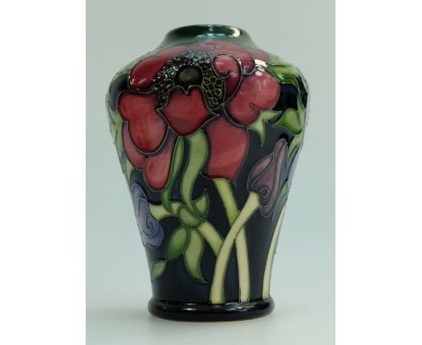 Moorcroft anemone on blue ground vase, dated 2003 11cm