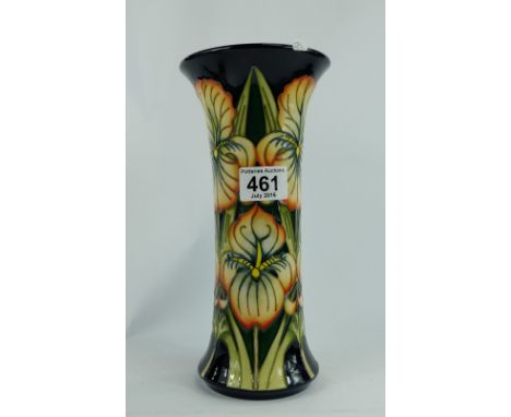 Moorcroft tall trial vase with yellow flowers height 26cm