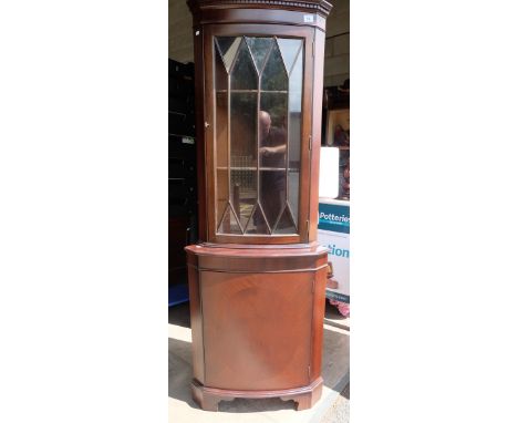 Reproduction mahogany corner unit with glass panel door