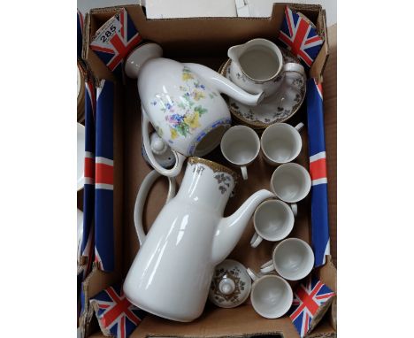 Royal Doulton Lynnwood part coffee set to include cans, pots and saucers together with Leonine coffee pot (15)