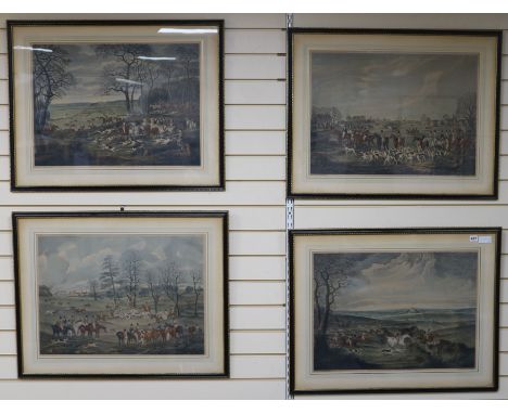 D. Wolstenholme, set of four coloured lithographs, hunting scenes, 50 x 67cm
