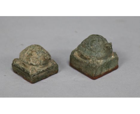 Two Chinese bronze turquoise seals