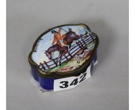 A Bilston enamel patch box