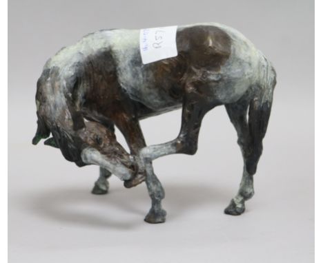 Belinda Sillers. A cold painted bronze figure of a horse scratching, no. 11/24 height 14cm