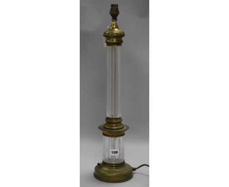 A brass and glass table lamp height 30cm