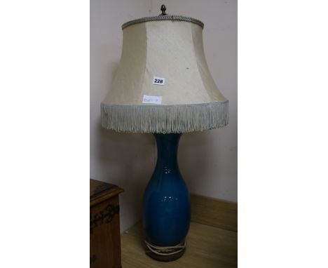 A Japanese turquoise glazed lamp height 83cm