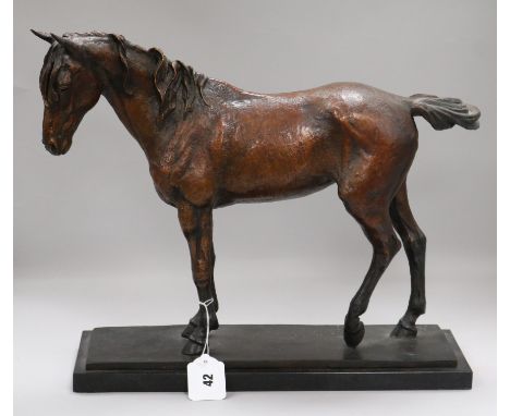 A bronze mare, 20th century, signed, height 30cm