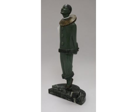 An Art Deco Marcel Bouraine bronze figure of Pierrot height 28cm