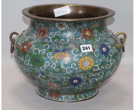 A Japanese champleve enamel jardiniere height 25cm diameter 34cm