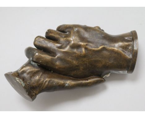 After Harriet Goodhue Hosmer (1830-1908), 'Poet's Hands', bronze effect, a reproduction of the 1853 original 'Clasped Hands' 