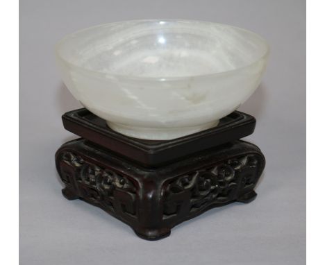 A jade bowl and stand height 8cm