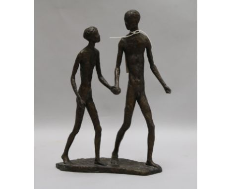 Daphne Hardy Henrion (1917-2003). A bronze, Walking Couple, signed initials, height 32cm width 23cm