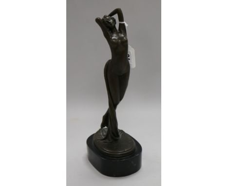 A bronze figurative statue, signed Piuppe height 36cm