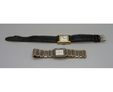 A lady's Rado wristwatch with a bi-colour titanium bracelet strap and a lady's Raymond Weil wristwatch
