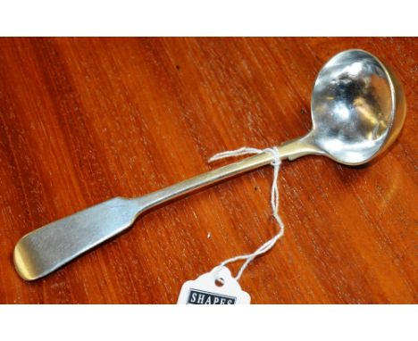 A silver fiddle pattern toddy ladle, by J Muir Jnr, Glasgow, 1847