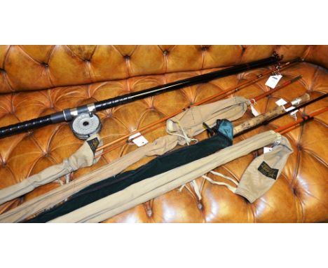 Sold at Auction: FISHING RODS including vintage split can fishing rod  pieces in timber case, (qty), the case 86cm wide