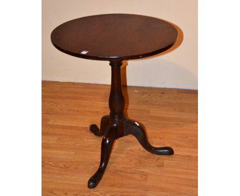 A 19th century mahogany circular tripod table, 72cm high x 60.5cm wide